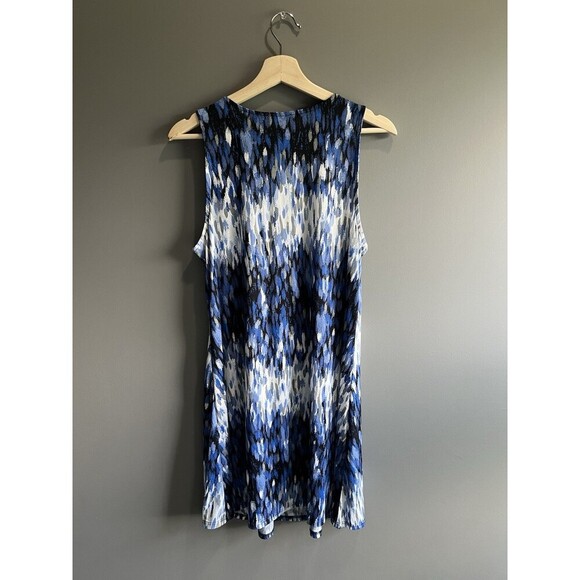 Women's Blue And White Coverup Dress With Zipper Detail Size Large NWT - Picture 4 of 11